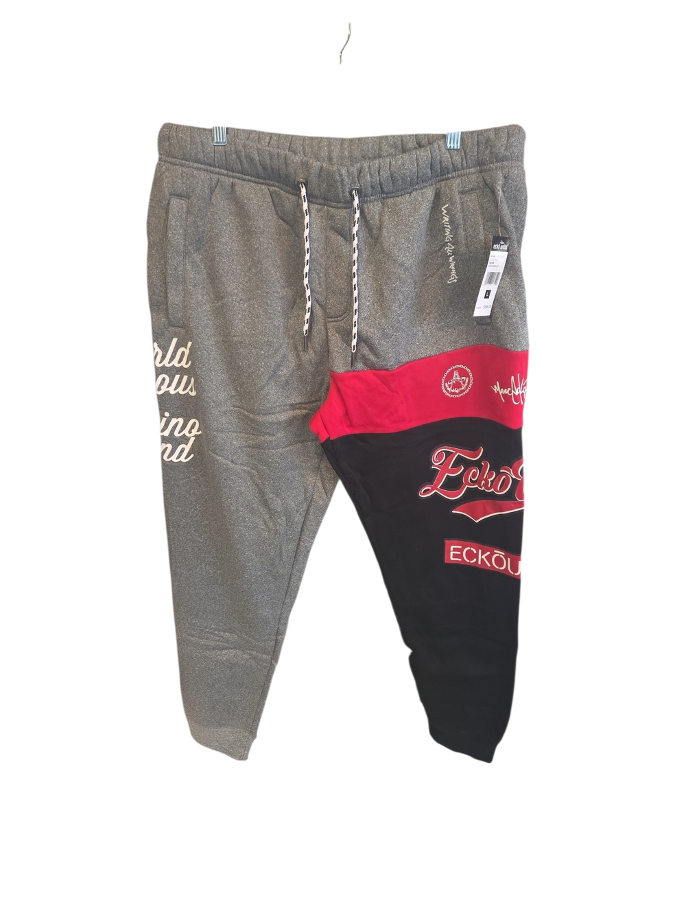 Ecko Unltd Large L Men's Colorblock Grey, Black & Red Joggers